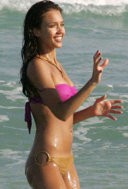 Celebrity Jessica Alba in sexy bikini and nice see thru nipples #75405201