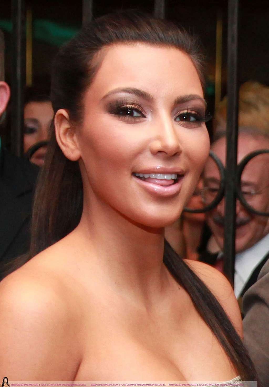 Kim Kardashian exposing her nice big boobs and flashing panties upskirt in car #75329860