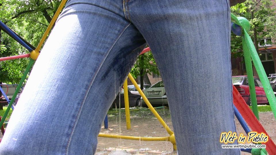Cutie finds no better place to wet her pants than this quiet playground #73238974
