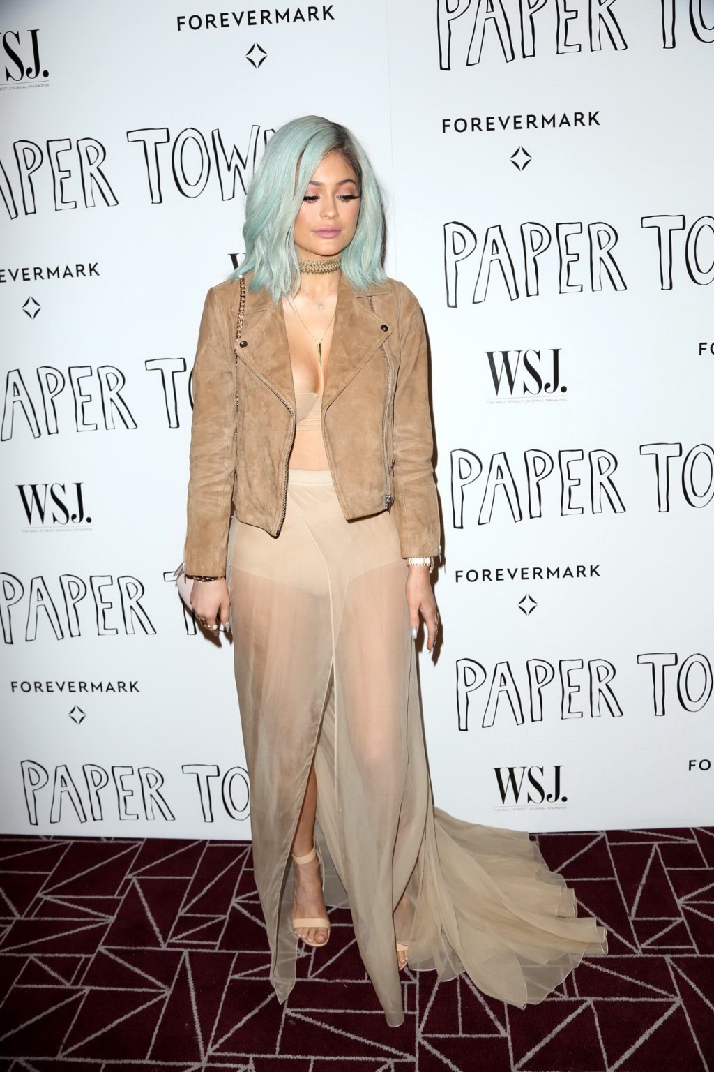Kylie Jenner busty wearing crop top  see through skirt at Paper  #75157845