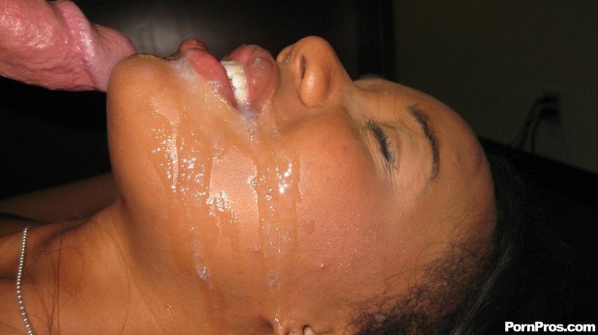black chick gets her face drenched with cum #73407724