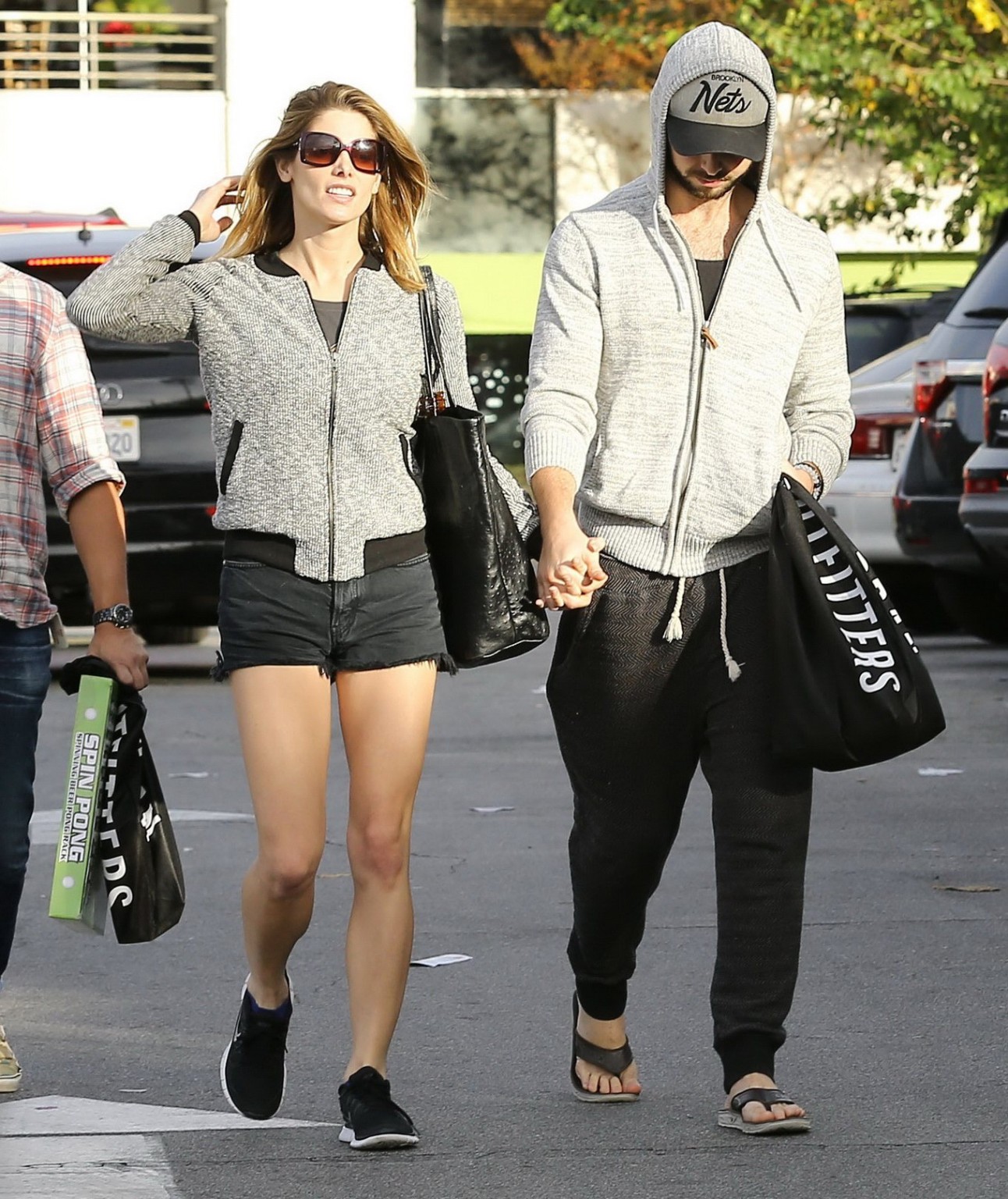 Ashley Greene leggy in shorts making out with Paul Khoury in Studio City #75177178