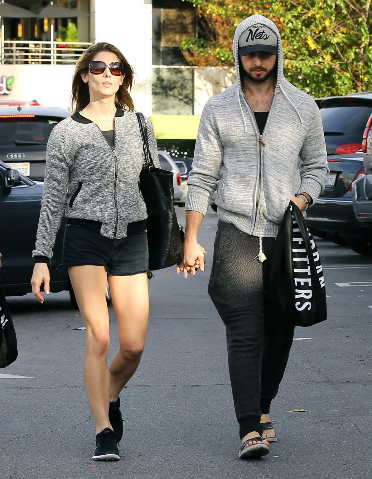 Ashley Greene leggy in shorts making out with Paul Khoury in Studio City #75177186