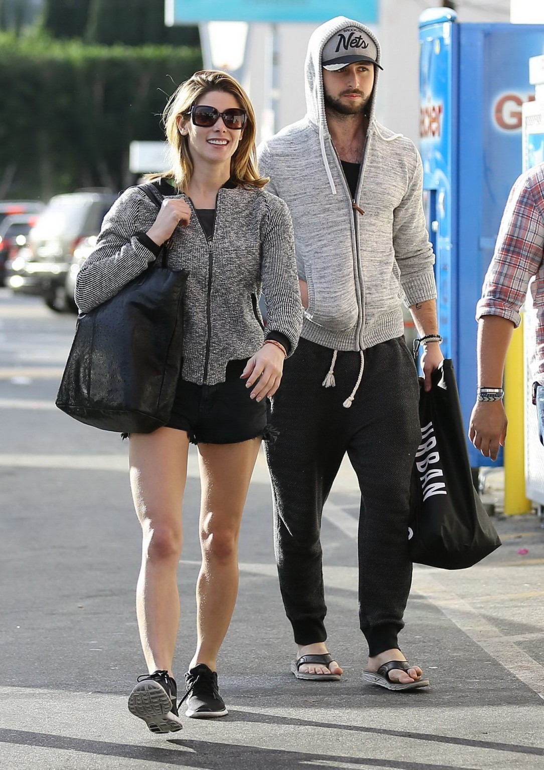 Ashley Greene leggy in shorts making out with Paul Khoury in Studio City #75177194