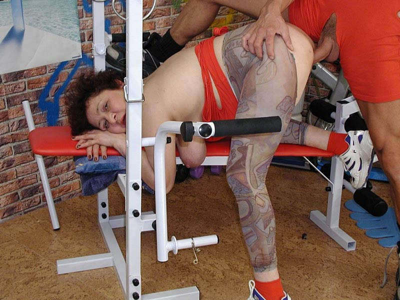 a hairy amateur granny fucking in the gym #77196762