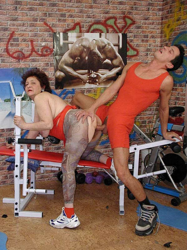 a hairy amateur granny fucking in the gym #77196812