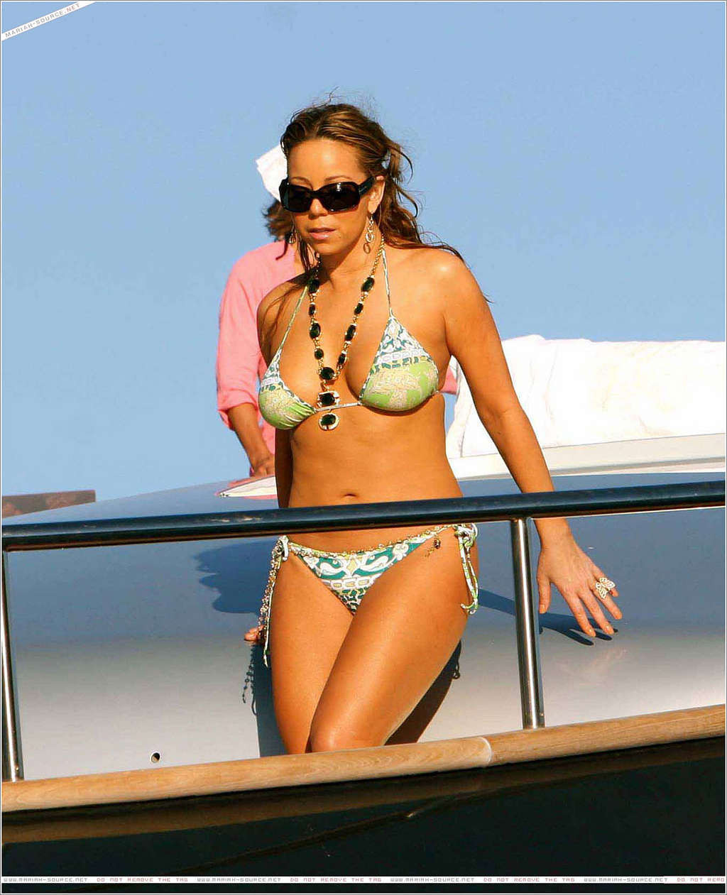 Mariah Carey in bikini on yacht paparazzi pictures and nipple slip #75376853