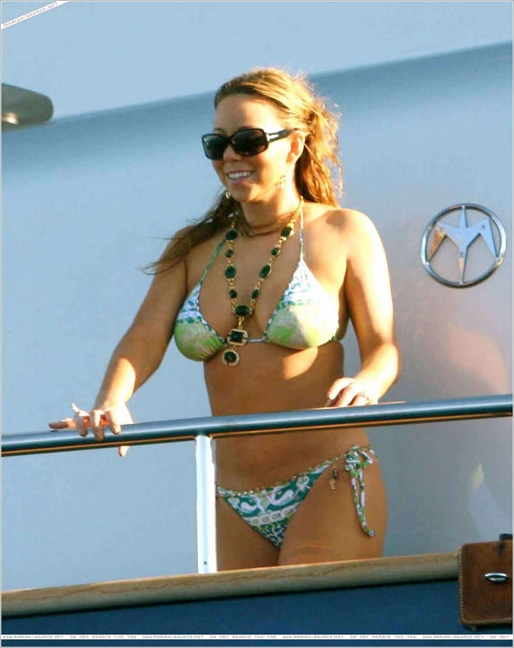 Mariah Carey in bikini on yacht paparazzi pictures and nipple slip #75376880