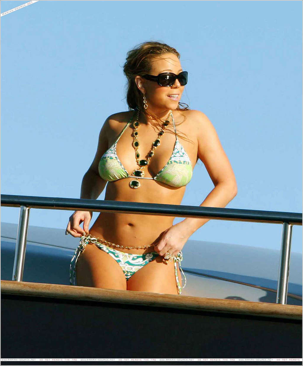 Mariah Carey in bikini on yacht paparazzi pictures and nipple slip #75376898