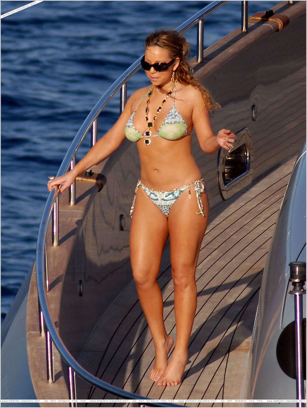 Mariah Carey in bikini on yacht paparazzi pictures and nipple slip #75376938