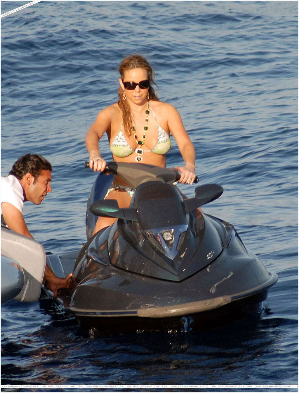 Mariah Carey in bikini on yacht paparazzi pictures and nipple slip #75376950