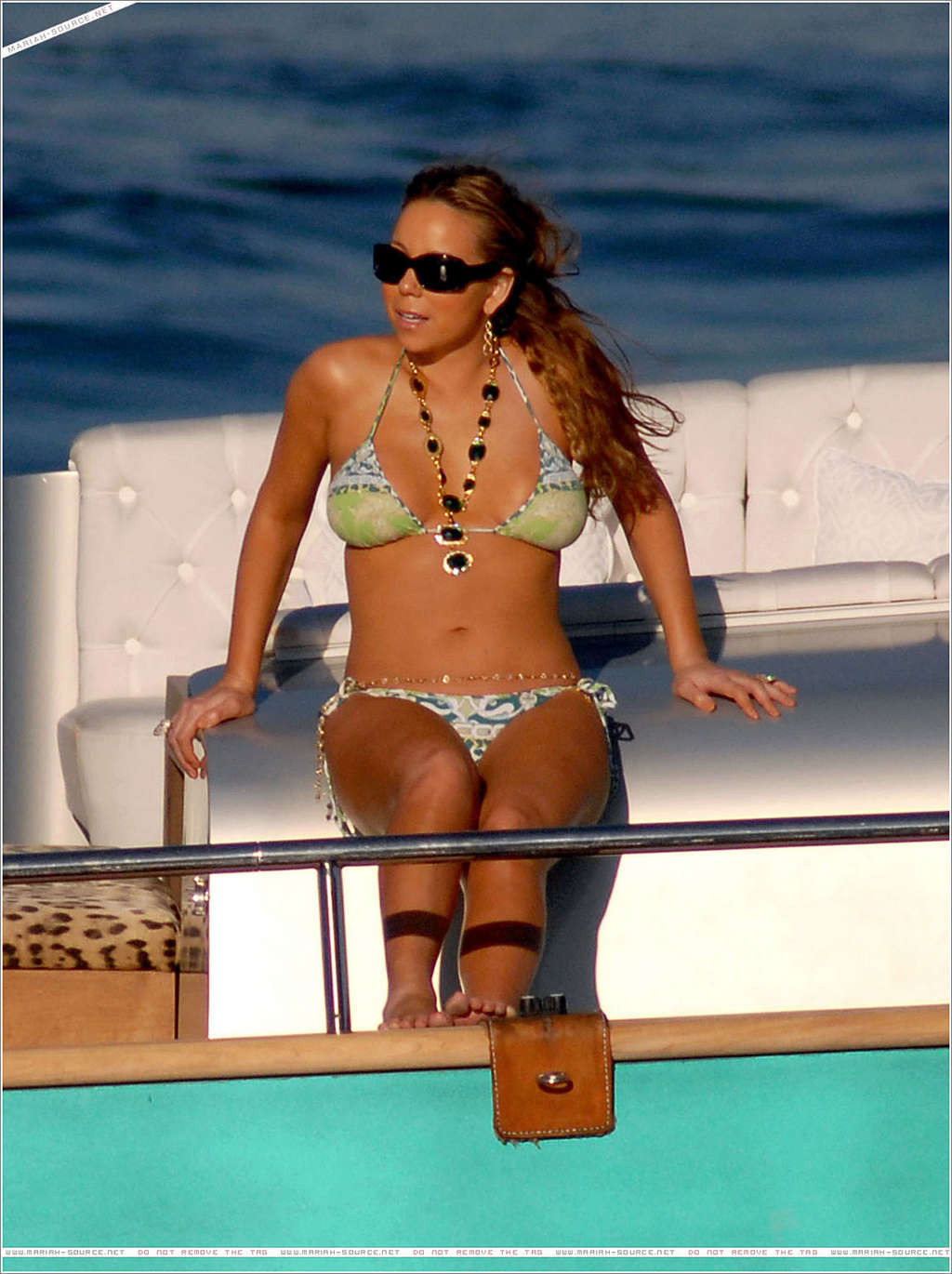 Mariah Carey in bikini on yacht paparazzi pictures and nipple slip #75376954