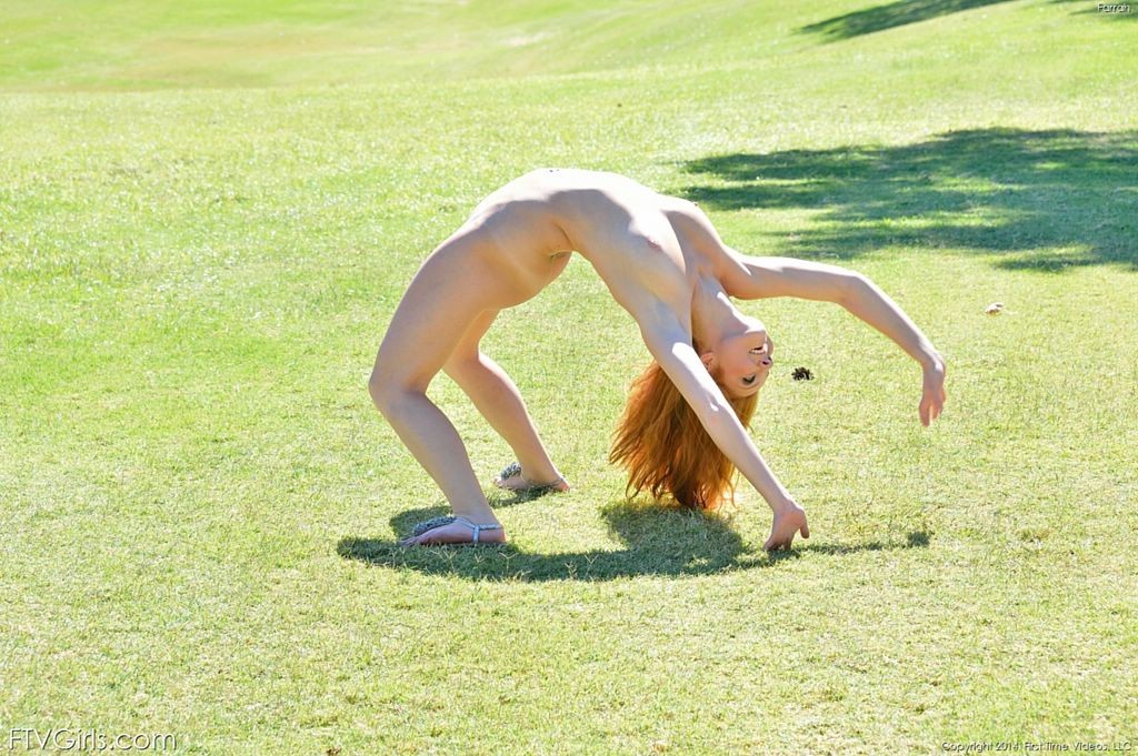 Sweet Irish teen naked cartwheels in a public park #67204250