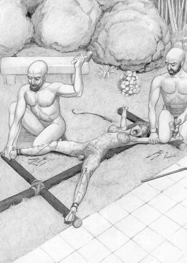 arms stretched behind back with chains #69688093