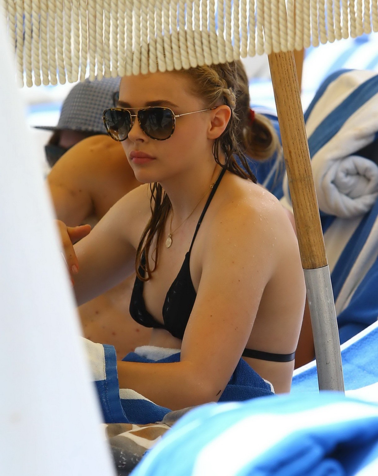 Chloe Moretz caught in a tiny black bikini at the beach in Miami #75186711