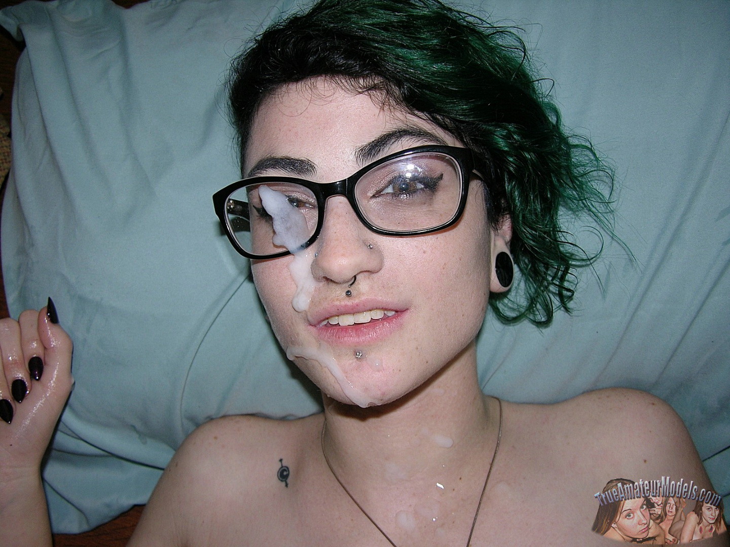 Emo Glasses Wearing Teen Models Nude Gives Handjob And Receives  #67115355