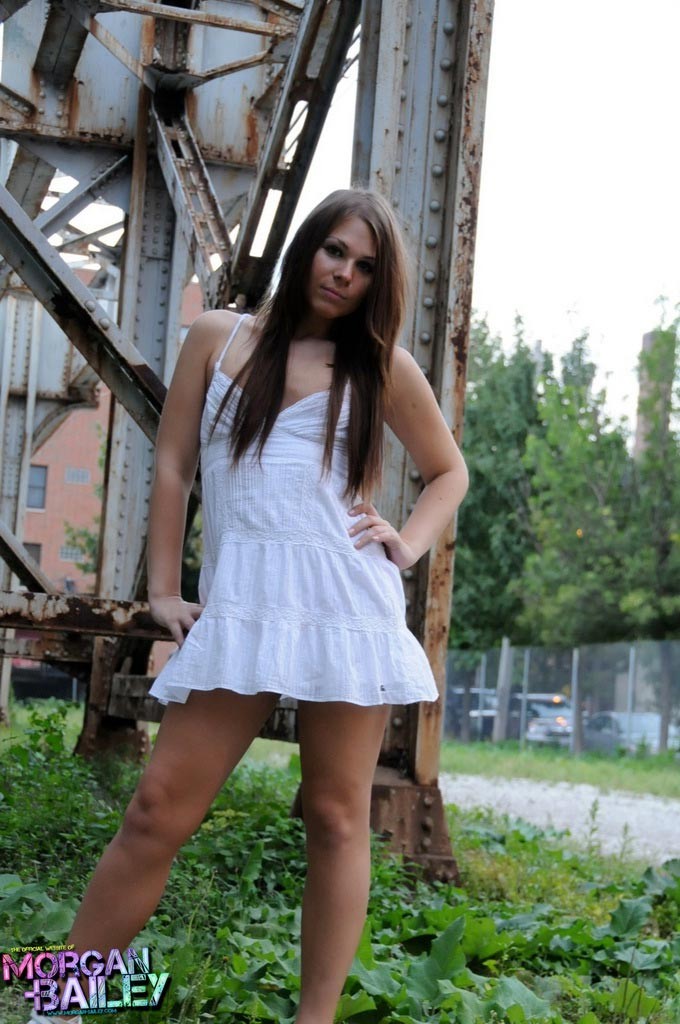 Pretty Ashley George posing on the train tracks #79206738