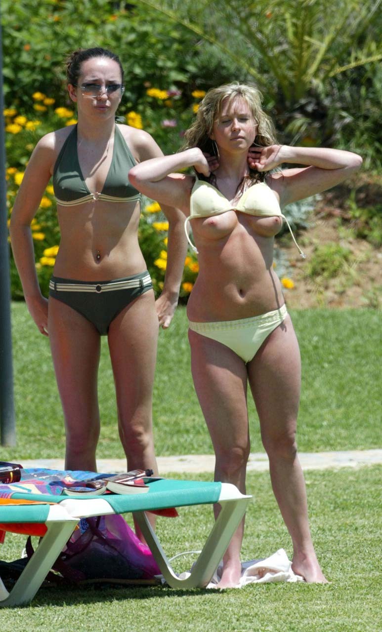Brooke Kinsella exposing her nice big boob topless paparazzi pictures on beach #75312668