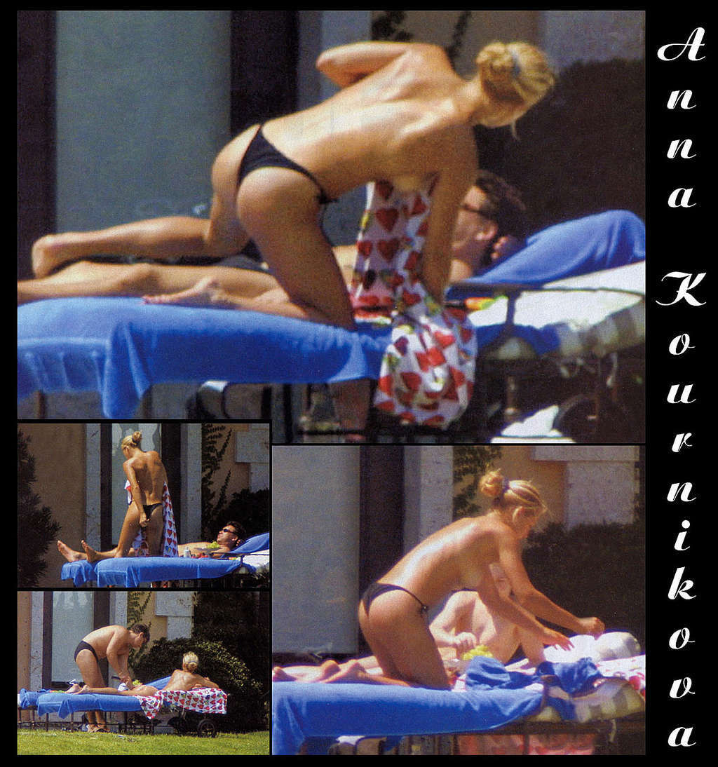 Anna Kournikova leggy in mini skirt and topless on beach #75347865