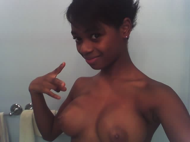 Hot and busty ebony teen takes naked selfpics #68274437