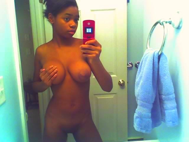 Hot and busty ebony teen takes naked selfpics #68274450