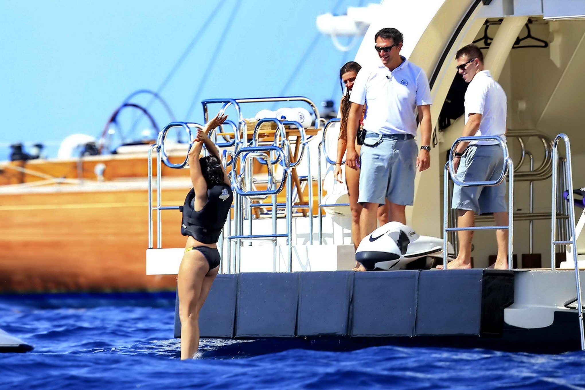 Nina Dobrev showing off her bikini body on a yacht in Ibiza #75187366