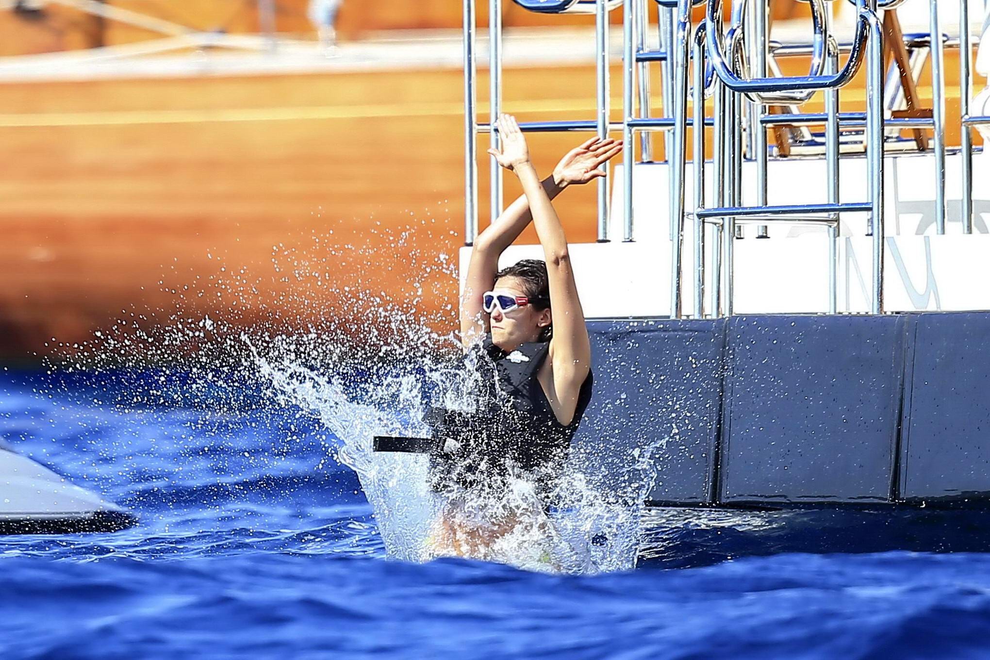 Nina Dobrev showing off her bikini body on a yacht in Ibiza #75187376