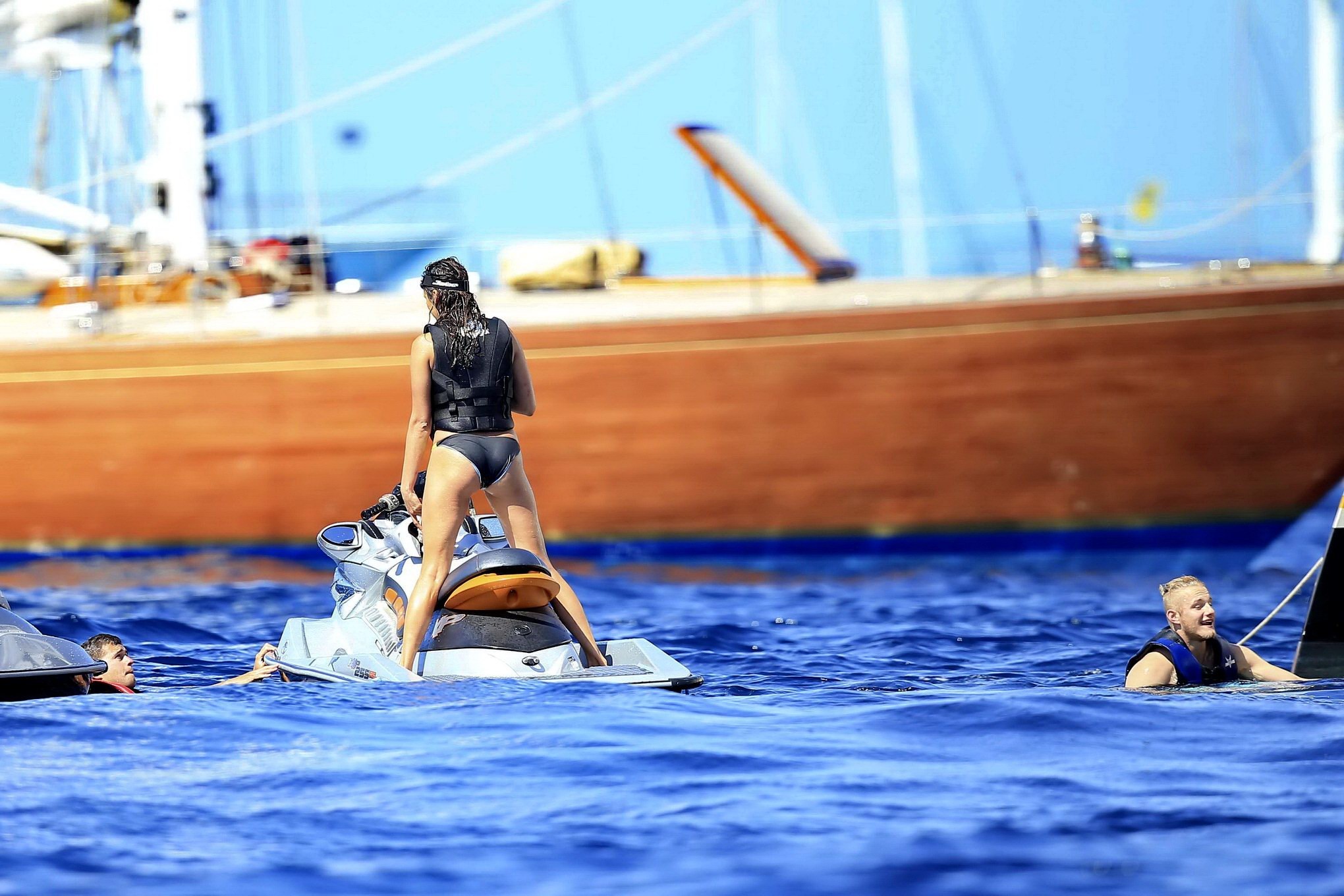 Nina Dobrev showing off her bikini body on a yacht in Ibiza #75187383