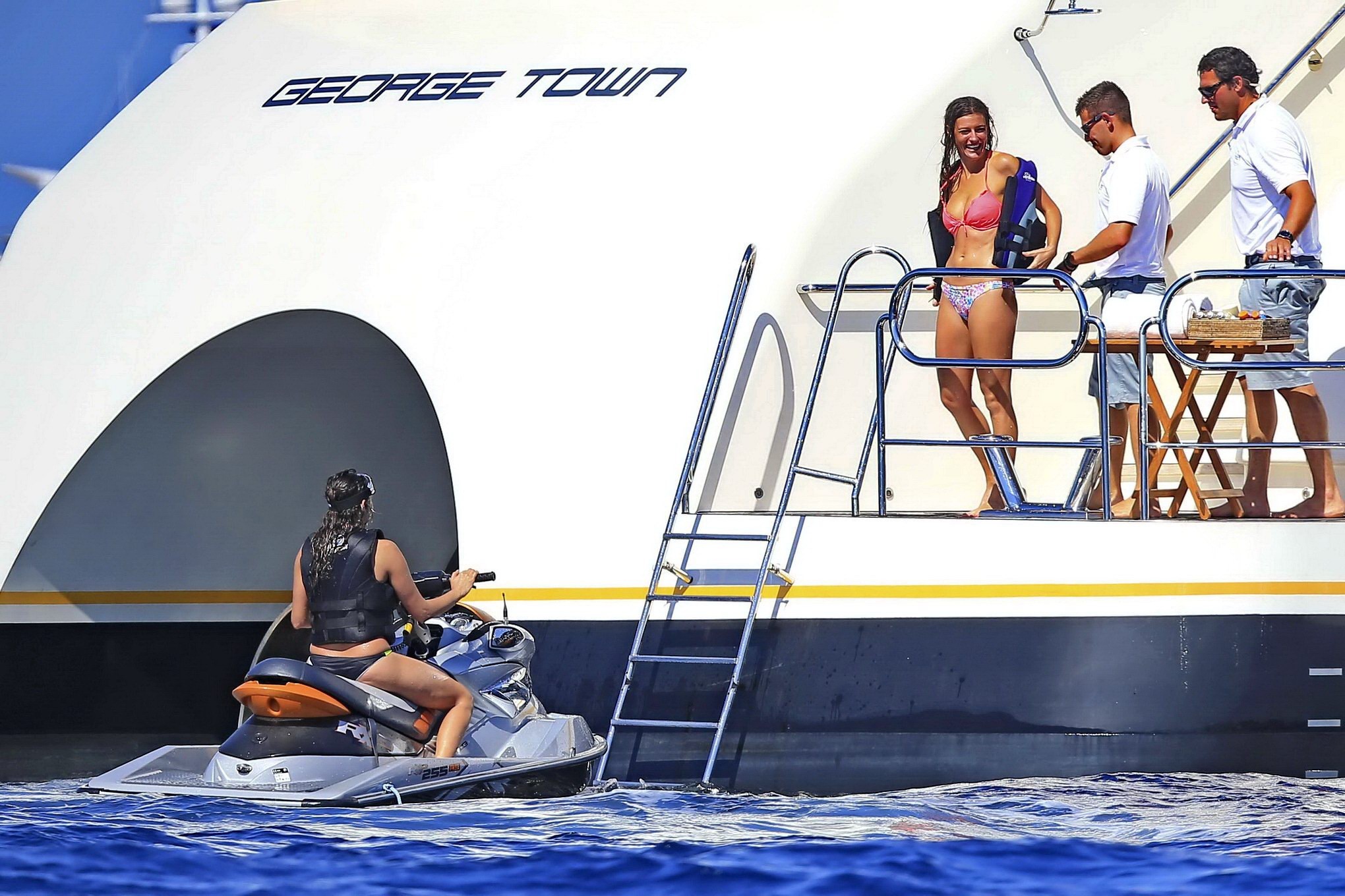 Nina Dobrev showing off her bikini body on a yacht in Ibiza #75187391
