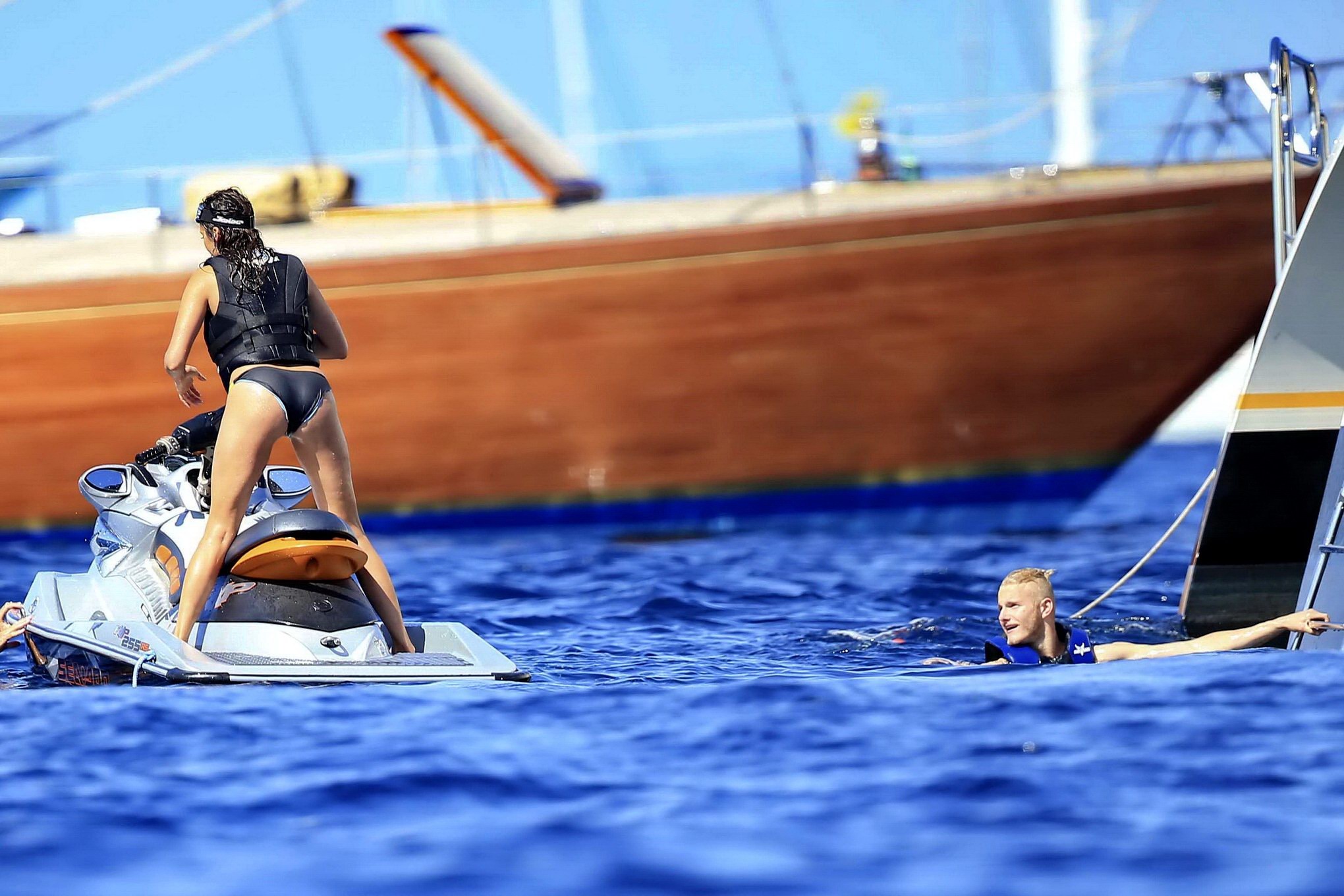 Nina Dobrev showing off her bikini body on a yacht in Ibiza #75187399
