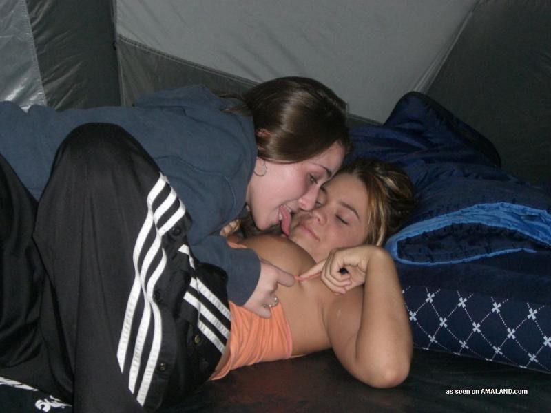 Naked lesbians playing with each other in the woods #77028874
