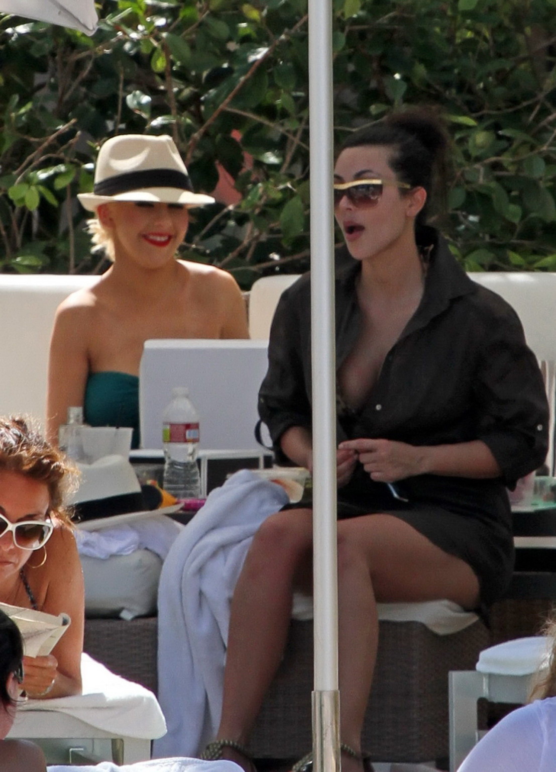 Kim Kardashian busty wearing leopard print bikini poolside in Miami #75345300