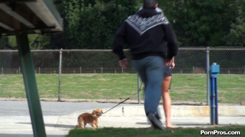 Amateur Küken bekommt sharked beim Spaziergang ihren Hund
 #78884228