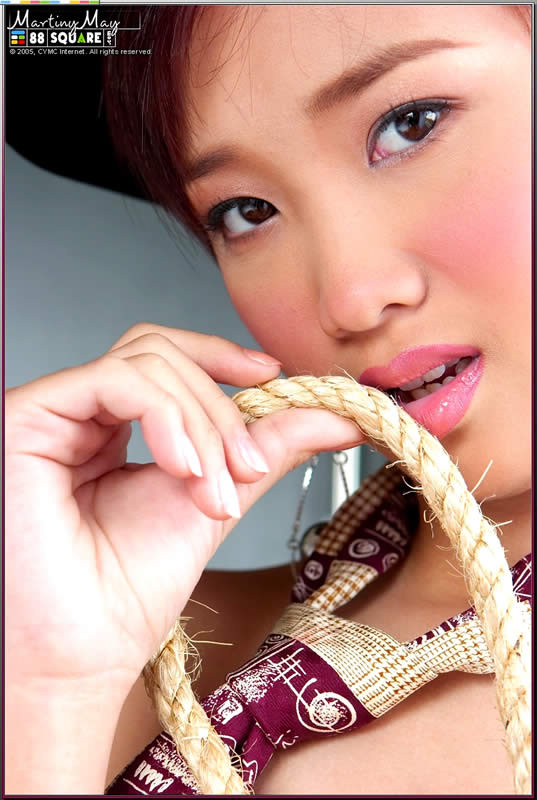 Wunderschönes japanisches Mädchen mit Seil gefesselt
 #69955203