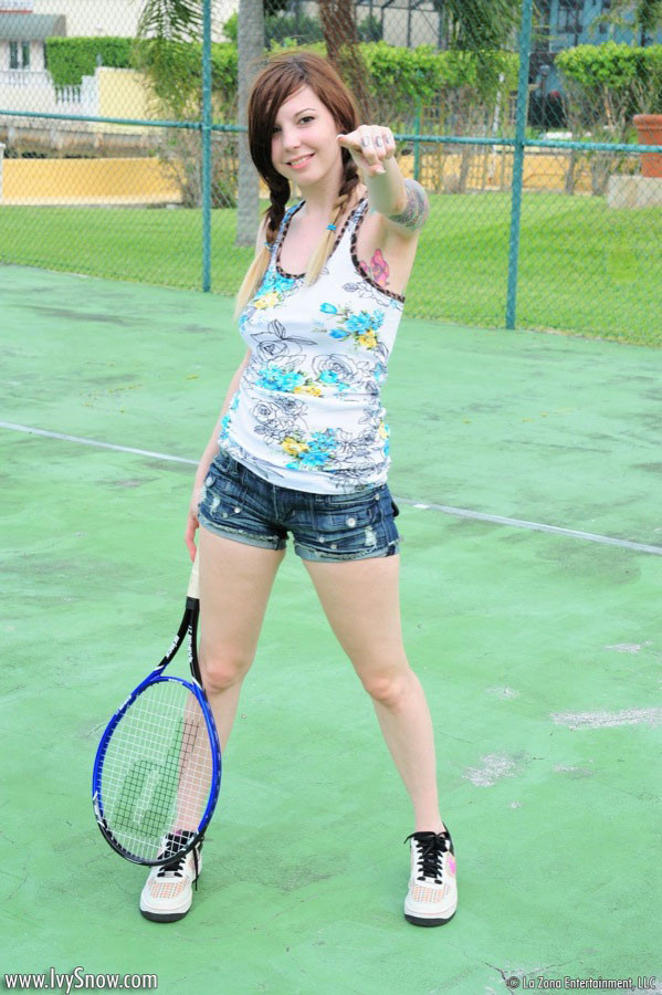 Ivy Snow has a tennis court all to herself so she has some fun #74789128