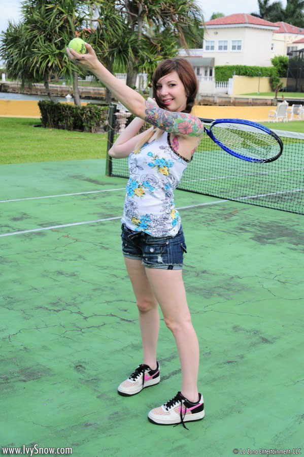 Ivy Snow has a tennis court all to herself so she has some fun #74789132