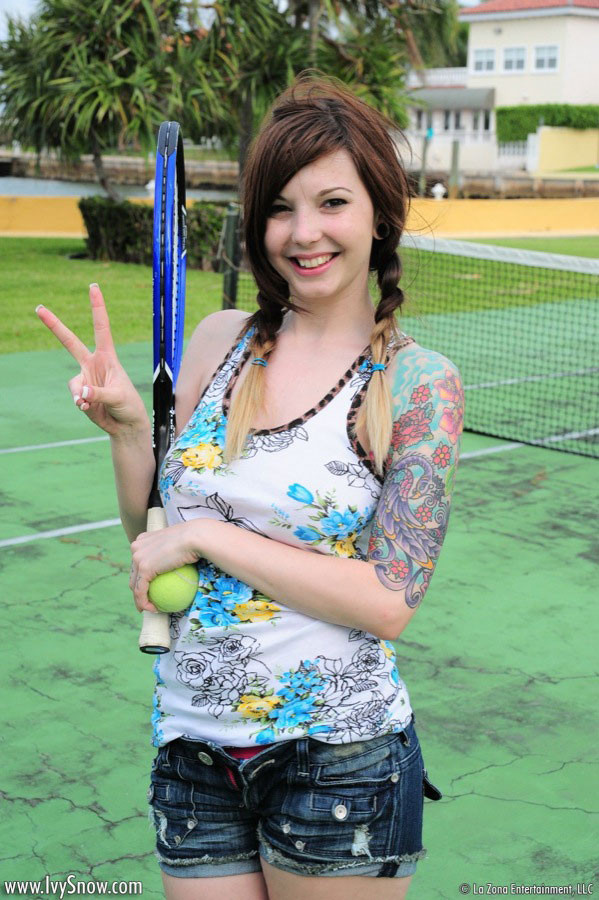 Ivy Snow has a tennis court all to herself so she has some fun #74789136
