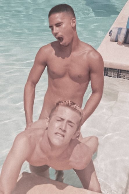 Latino and euro twinks mutual fingering and screwing by the pool #76942555