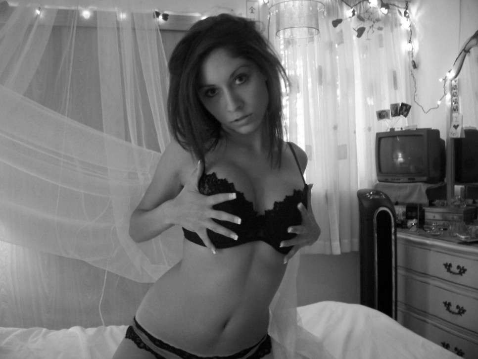 Nice compilation of a sexy chick's black and white selfpics #75721136