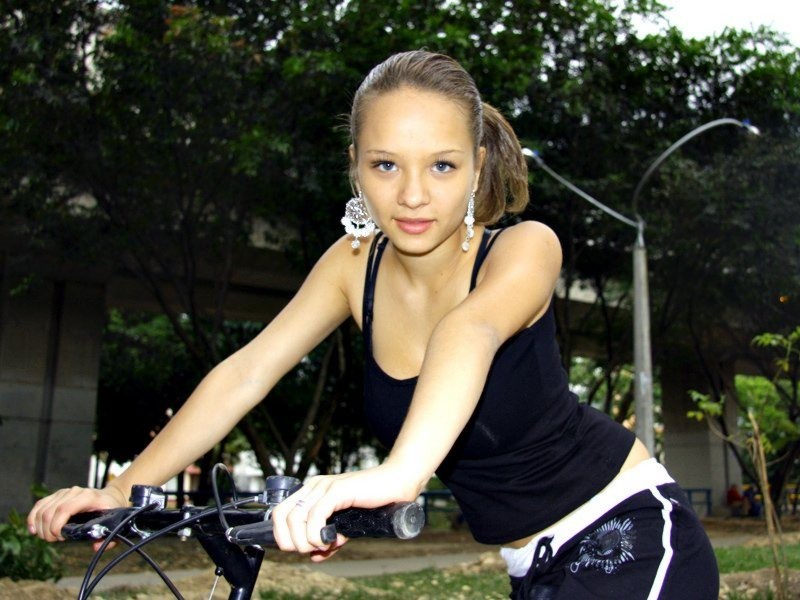 Paris Milan riding a bicycle showing cleavage #77965915