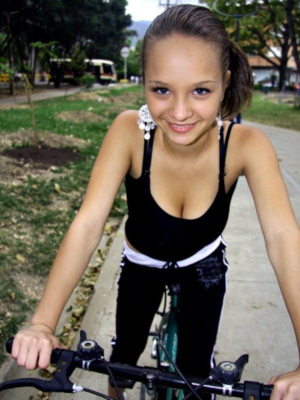 Paris Milan riding a bicycle showing cleavage #77965933