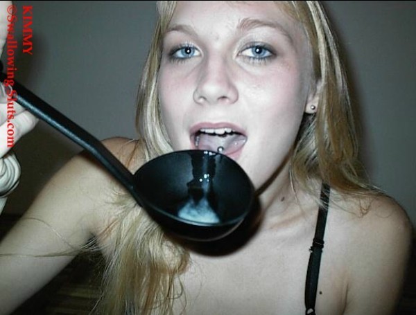 Skinny blonde cum drinker #74104136