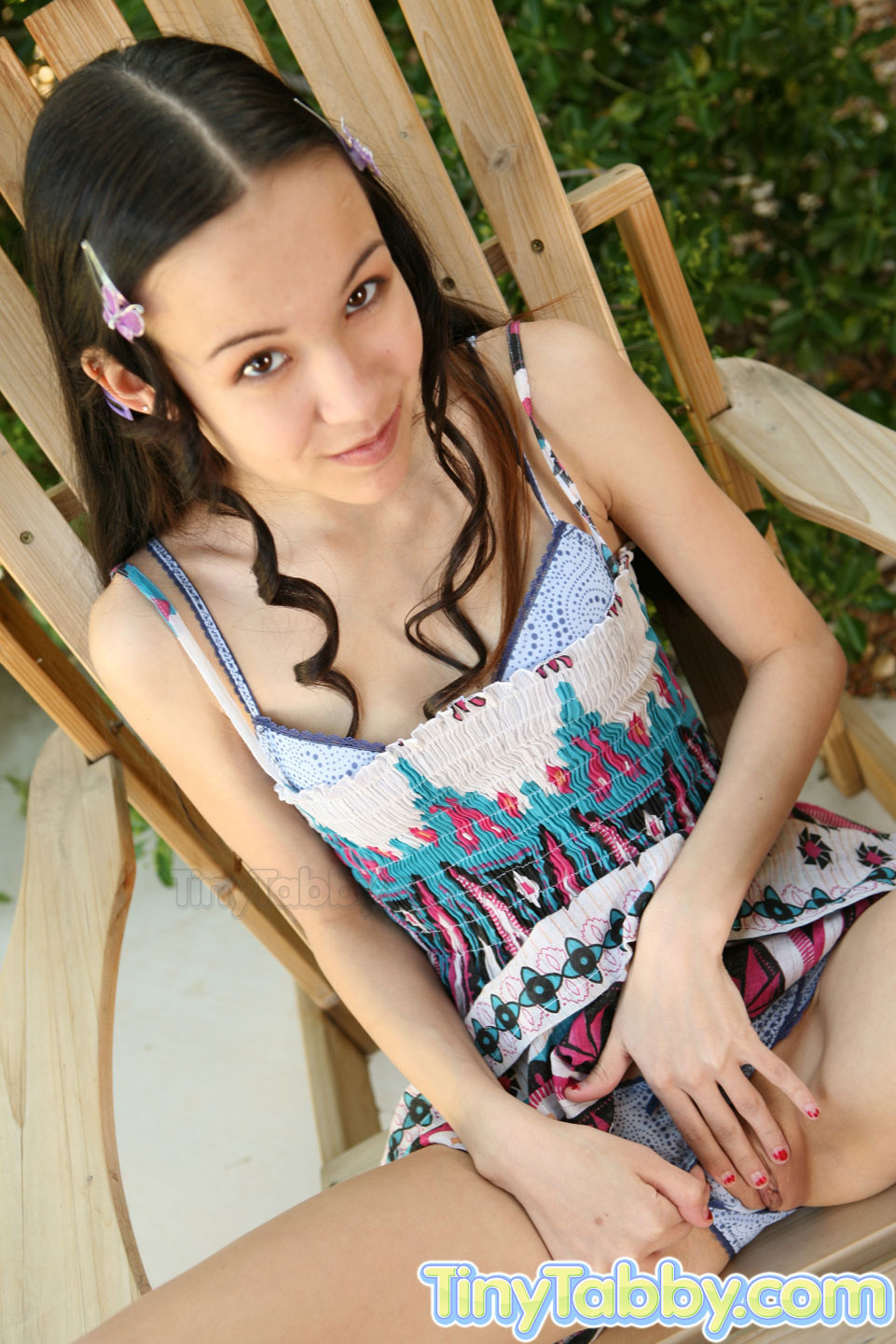 Hot teen spreads her leg on the wooden chair #69738782