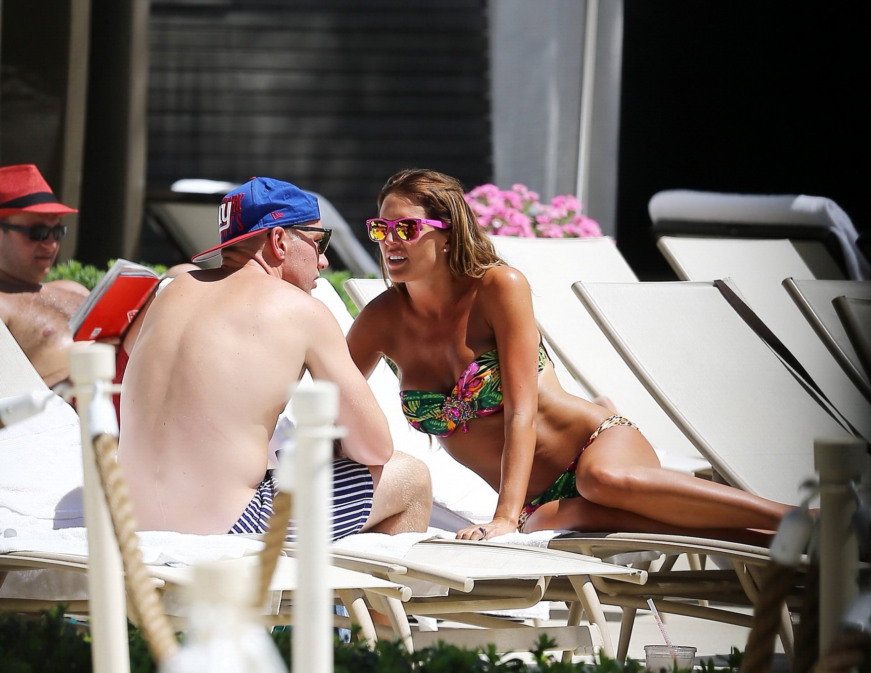 Busty Danielle Lloyd wearing a strapless bikini at the pool in Las Vegas #75194712