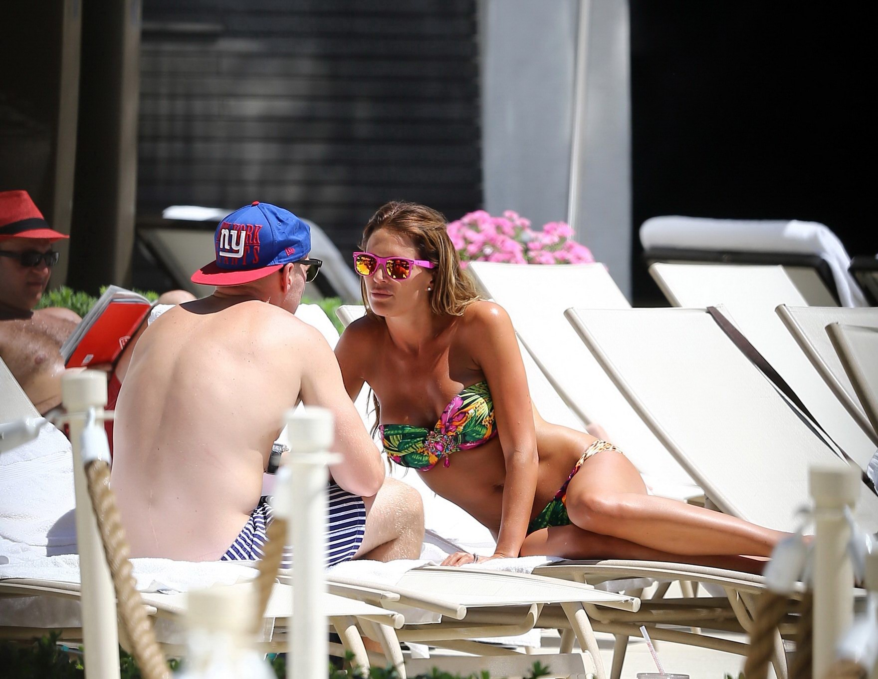 Busty Danielle Lloyd wearing a strapless bikini at the pool in Las Vegas #75194720
