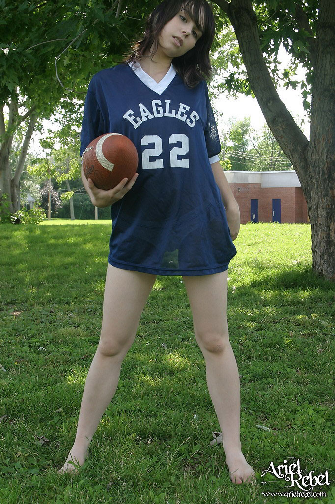 Sexy teen model in football jersey #67663491