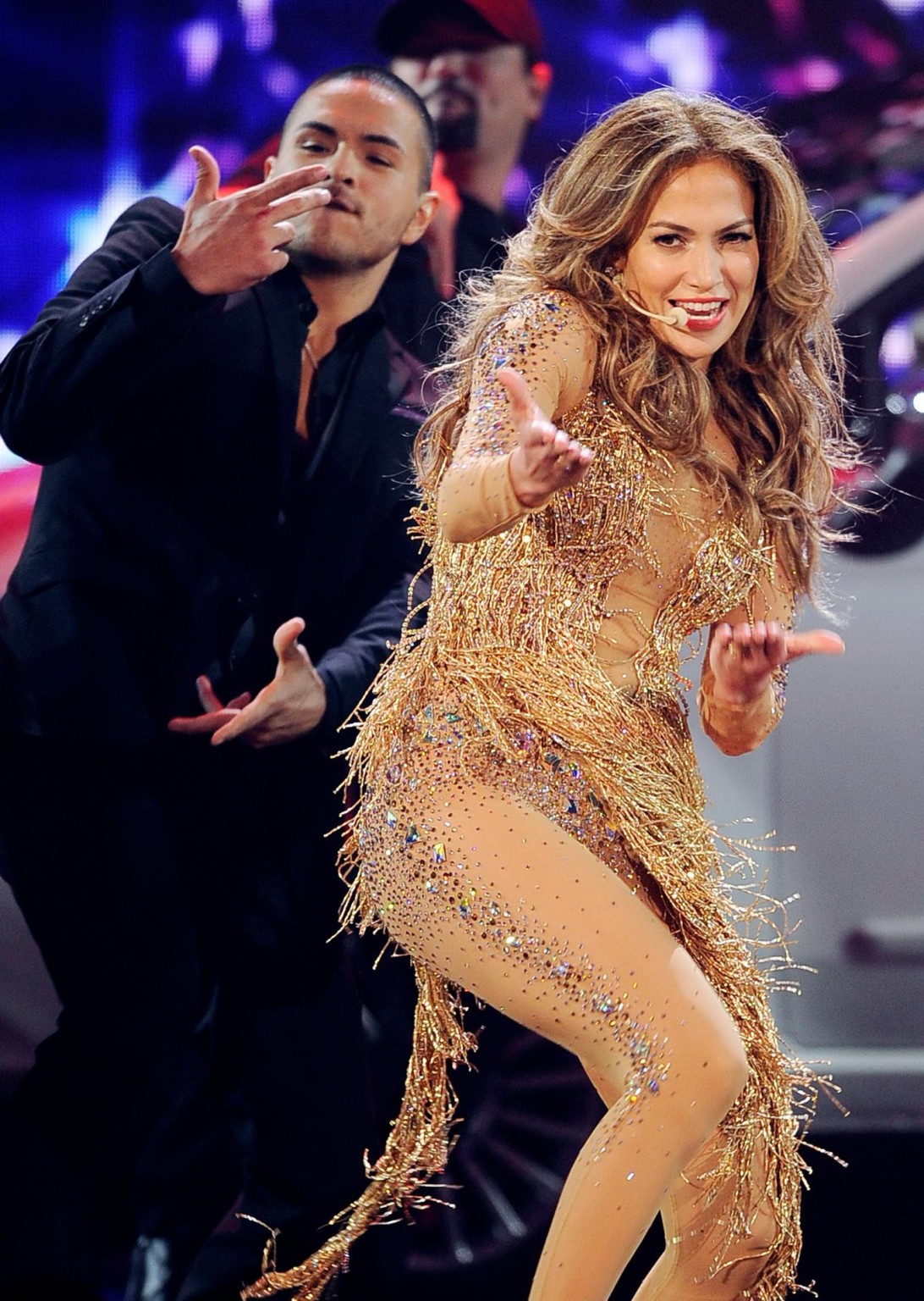 Jennifer Lopez in see-through outfit performing at the American Music Awards in  #75281674
