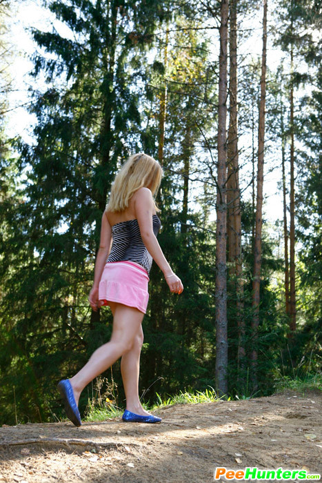 Lustful teen doll gets nude and pees on a quiet forest glade #78690856