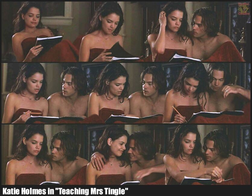 cute actress Katie Holmes fighting topless #75353409