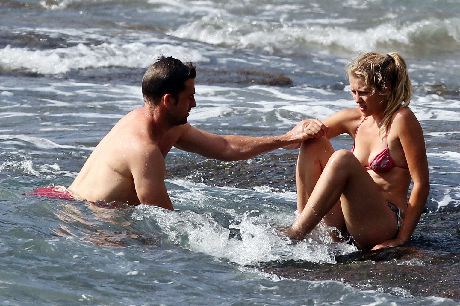 Teresa Palmer showing off her hot body in tiny bikini at a beach in Hawaii #75256385